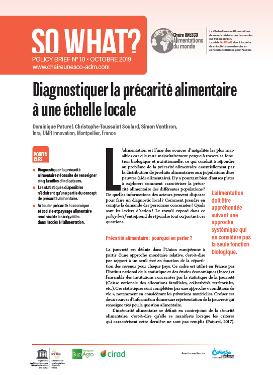 couverture Diagnostiquer la précarité alimentaire à une échelle locale
