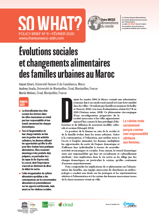 couverture Évolutions sociales et changements alimentaires des familles urbaines au Maroc