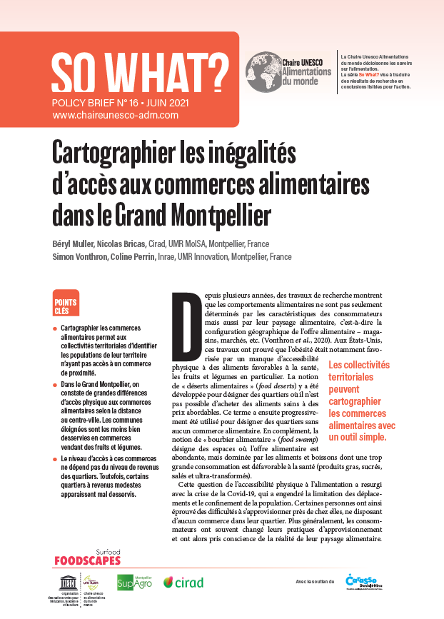 couverture Cartographier les inégalités d’accès aux commerces alimentaires dans le Grand Montpellier