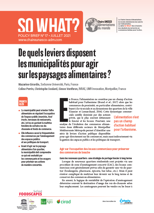 couverture De quels leviers disposent les municipalités pour agir sur les paysages alimentaires ?