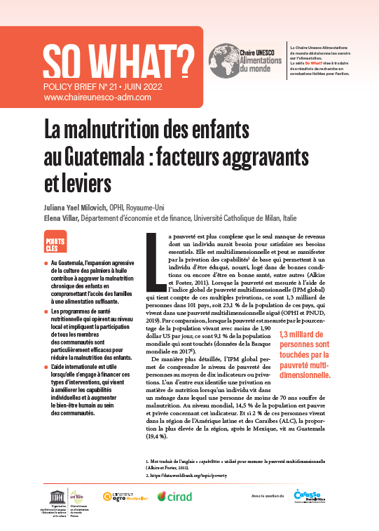 couverture La malnutrition des enfants au Guatemala : facteurs aggravants et leviers