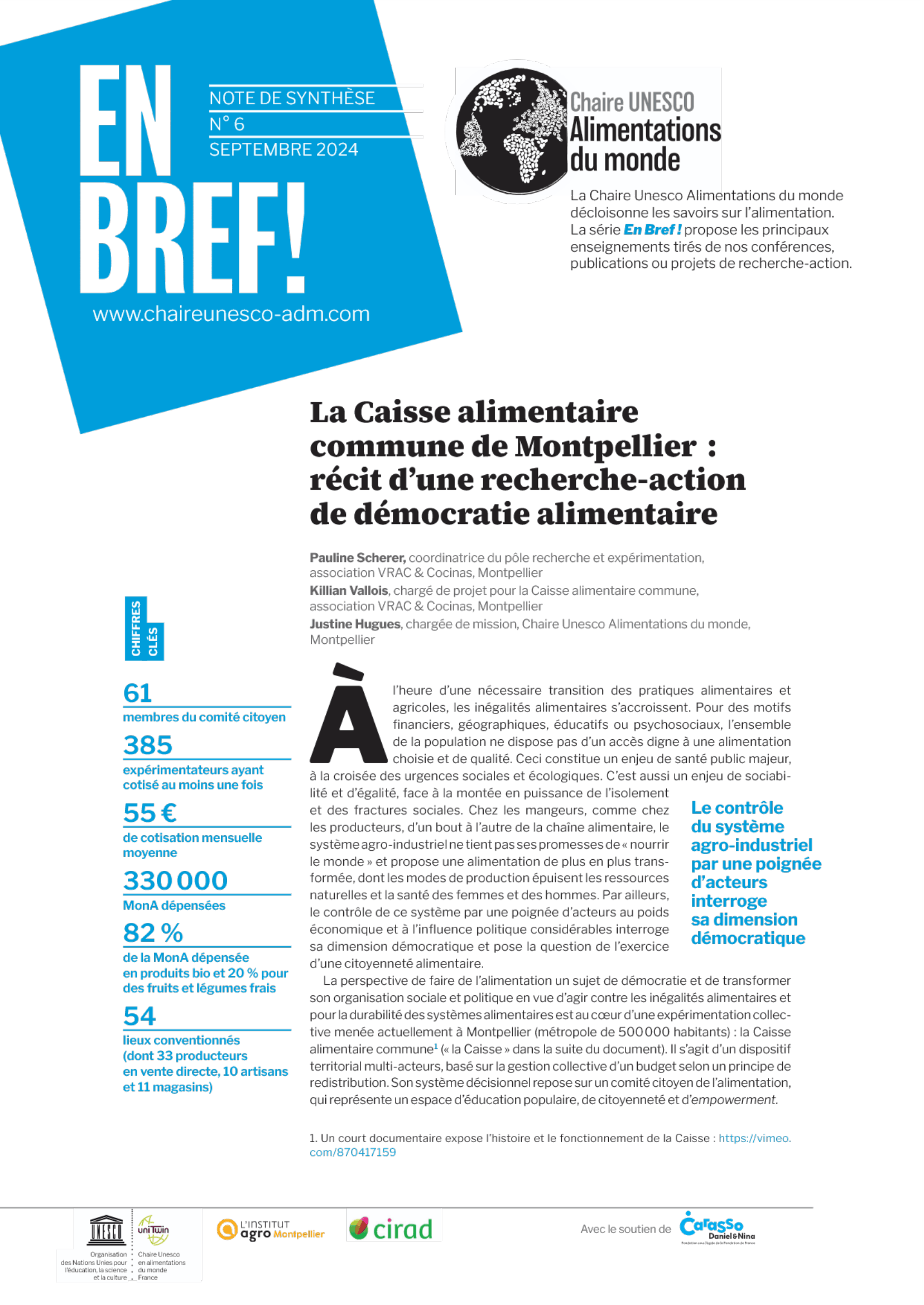 couverture La Caisse alimentaire commune de Montpellier : récit d’une recherche-action de démocratie alimentaire