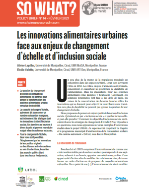 illustration So what : Les innovations alimentaires urbaines face aux enjeux de changement d’échelle et d’inclusion sociale