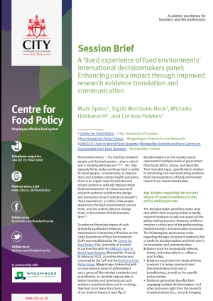 illustrtation article : A ‘lived experience of food environments’ international decisionmakers panel: Enhancing policy impact through improved research evidence translation and communication